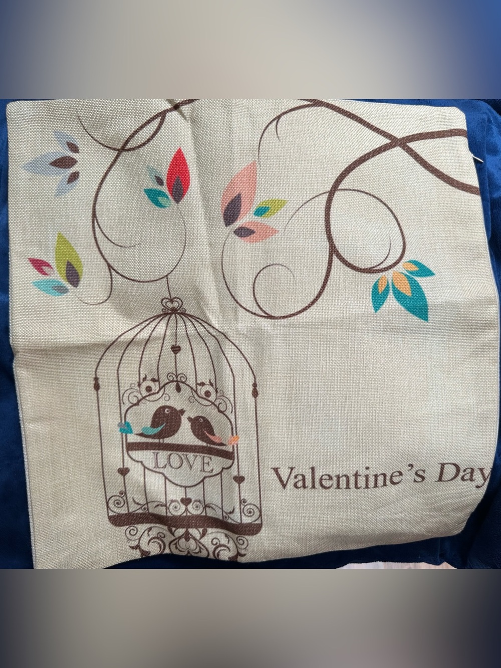 Valentine's Love Bird Cage Decorative Pillow Cover